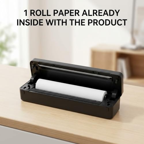 Image of EKIY 2026 Mini Wireless A4 Portable Inkless Thermal Printer with Roll Paper Storage| Rechargeable 2600mAh Type-C | Android, iOS & Laptop with Bluetooth /USB Interface |1 Year Warranty (Black)