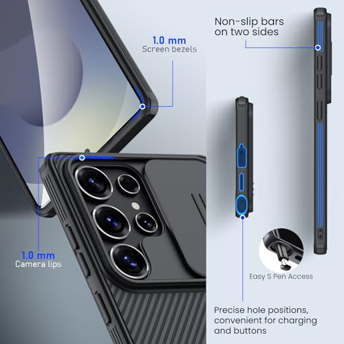 Image of Nillkin Case for Samsung Galaxy S25 Ultra (6.8 inch Inch) CamShield Pro Slider Camera Close & Open Double Layered Protection TPU + PC Black Color