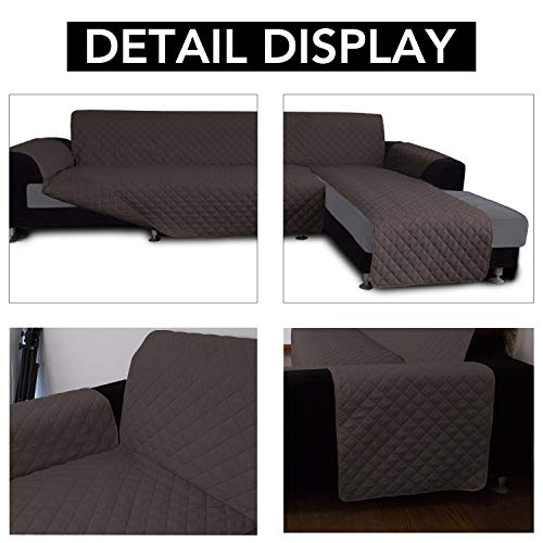 Image of Easy-Going Sofa Slipcover L Shape Sofa Cover Sectional Couch Cover Chaise Lounge Cover Reversible Sofa Cover Furniture Protector Cover for Pets Kids Children Dog Cat (X-Large, Chocolate /Chocolate), Machine Washable