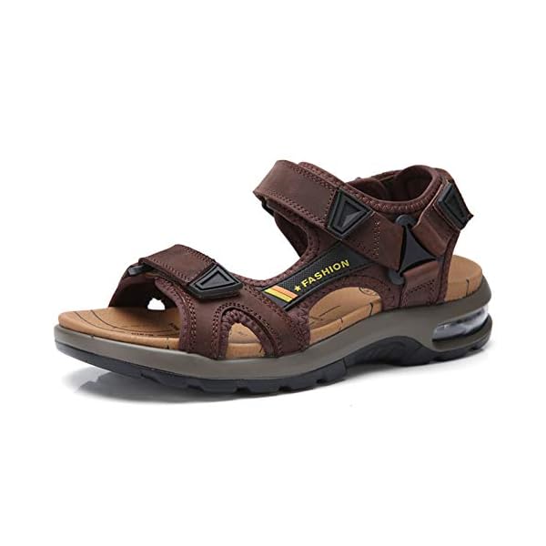 Men's Sandals Open-Toe Leather Outdoor Hiking Sandals Athletic Beach Shoes Water Beach Sandals