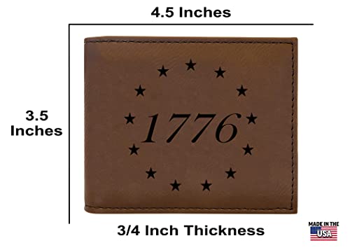 Rogue River Tactical USA American Flag Betsy Ross 1776 Men's Leather Bifold Wallet RFID Gift For Him Dad Father United States Billfold Patriotic3