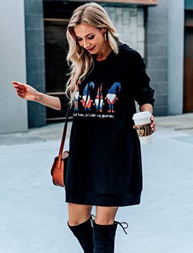 Image of Quenteen Women Hoodies Dress Hooded Sweatshirts Dress Casual Long Sleeve Tunic Dress Oversized Sweatshirts with Pocket