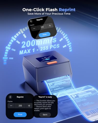 Image of Phomemo Shipping Label Printer with Touchable Screen & 3 Roll Labels