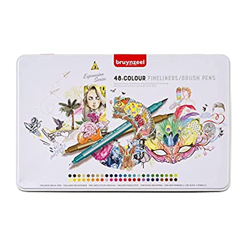 Bruynzeel Juego De 48 Rotuladores De Punta Fina De Doble Punta