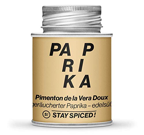 Geräuchte Paprika von STAY SPICED ! Paprika Gewürz Edelsüß und mild I Pimenton de la Vera Doux I Füllgewicht 80g | 170ml Schraubdose aus Weißblech zu 100% recyclebar