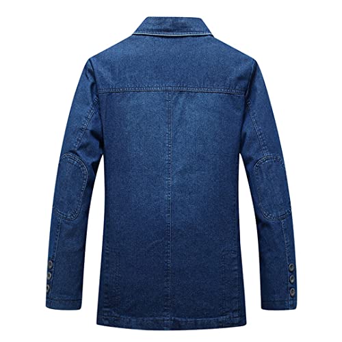 Alloaone Men's Clothes Three-Button Denim Blazer Loose Youth Solid Color Denim Blazers3