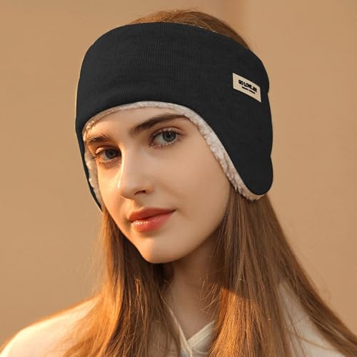BSITSSS Ohrenwärmer Herren Damen, Winter Ohrenschützer, Schwarz Stirnband Ohrenschutz, Warmes Earmuffs, Moden Ear Warmers für Laufen, Yoga, Skifahren, Reiten, Fahrrad, Ohrabdeckung