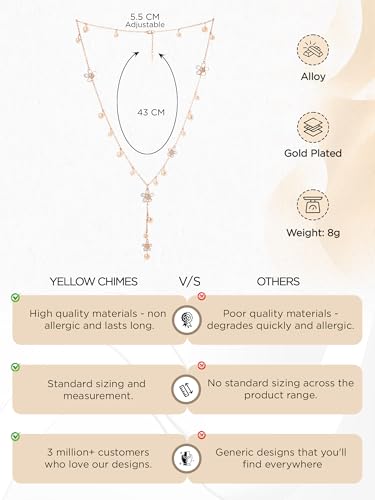 Image of Yellow Chimes Long Chain Necklace for Women Floral Pearl Fashion Long Chain Necklace Pendant for Women and Girls