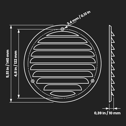 Image of Repa Market 4 Inch (Opening) White Air Vent Cover, Galvanized Steel Louver Air Vent Covers w /Mesh, Wall Ceiling Ac Vent, Dryer Vent Cover, HVAC Register Vent Cover, Shed Vent