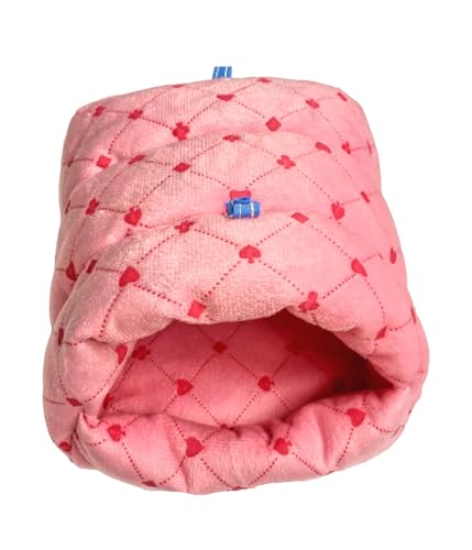 Image of WOWOWMEOW Small Animals Warm Hanging Cage Cave Bed for Hamsters, Guinea-Pigs, Rats and Chinchillas (M, Poker-Pink)