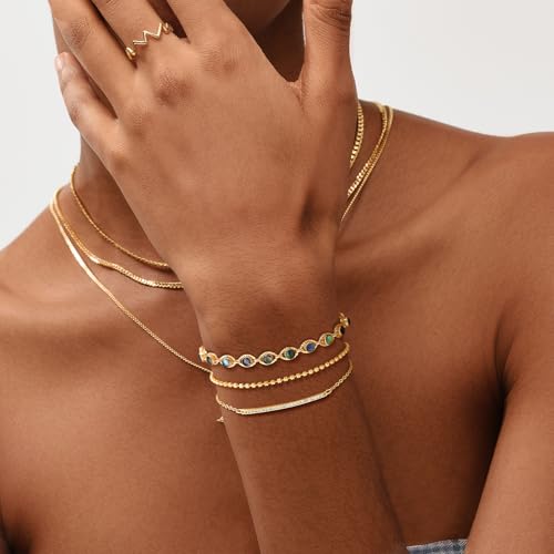 Image of MEVECCO Bracelet for Women 14K Gold Plated Dainty Chain Simple Jewelry Cute Handmade Minimalist for Her