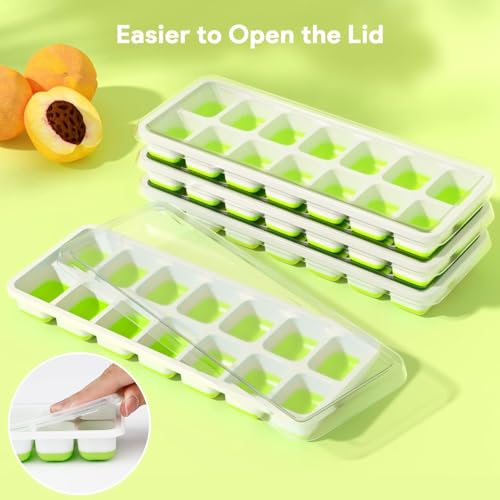 Image of AIG Ice Cube Trays for Freezer, 28 Cubes Easy-Release Silicone Ice Trays with Spill-Resistant Lids, Reusable Stackable BPA-Free Ice Tray for Cocktails, Drinks & Beverages (3 Pack)