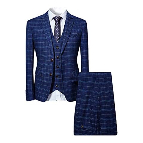 Allthemen Traje de Hombre a Cuadros, 3 Piezas Cover