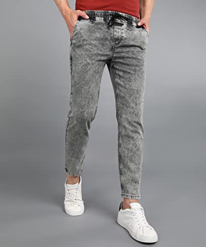 Image of Urbano Fashion Men Mid Rise Regular Fit Washed Jogger Jeans Stretchable