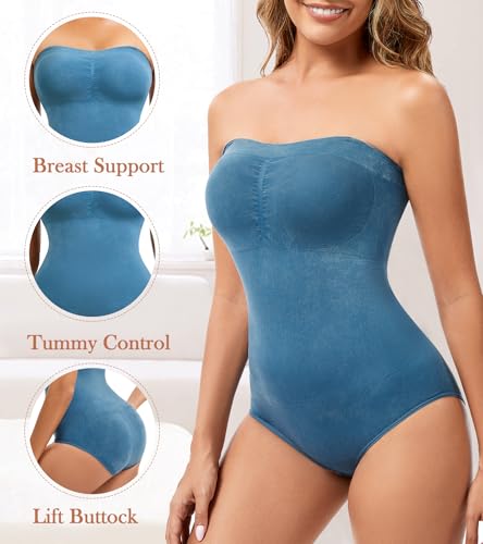 Image of Strapless Shapewear for Women Tummy Control Triangle Bodysuit Body Shaper
