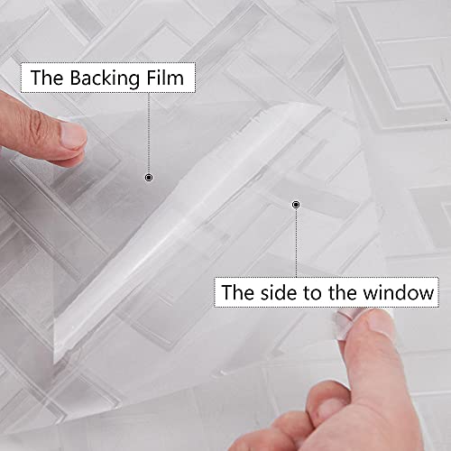 Kromapolis Window Privacy Films, Vinyl 3D Frosted Privacy Film, Decorative Glass Cover, Non Adhesive Uv Blocking Removable Square For Office Bedroom Living Room (35.4" X 157.4" (90 X 400 Cm)) #TOP6