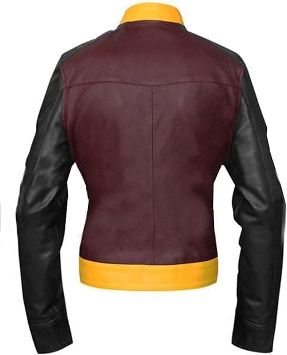 Iconic Superhero Wonder Girl Gal Gadot Maroon and Black Smart Fit Faux Leather Jacket for Women