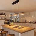 Glimchase 37.6" Linear Kitchen Island Lighting, 28W Wood Farmhouse Chandelier Dining Room Light Fixture, 3-Light Rustic Dimmable Pendant Lights for Kitchen Island Over Table