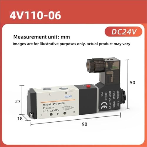 Vanne pneumatique 4V110-06 DC24V G1/8 pour commande de vérin et machine d'automatisation - 3