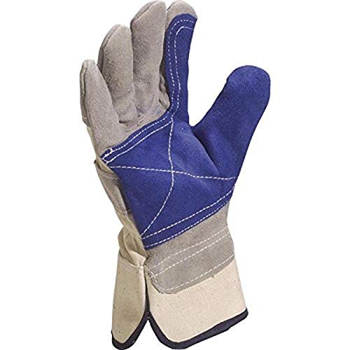 Deltaplus DS202RP10 Gants de docker en croûte de cuir gris de qualité supérieure, gris/bleu, taille 10