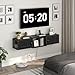MAHANCRIS Farmhouse Floating TV Stand with Power Outlet, Wall Mounted Entertainment Center with Doors, Floating Media Console Cabinet with Storage, for Living Room, Bedroom, Black TVBK401E01