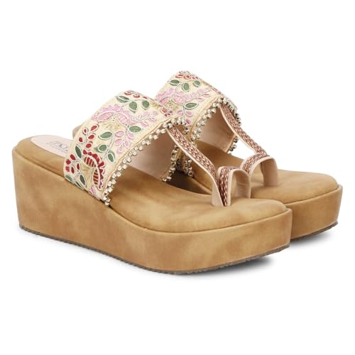 Image of Fabric Platform Low Heel Wedges For Women and Girls