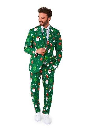 Opposuits Men's Christmas Character Suit - Xmas Party Outfit - Including Blazer, Pants and Tie - Green