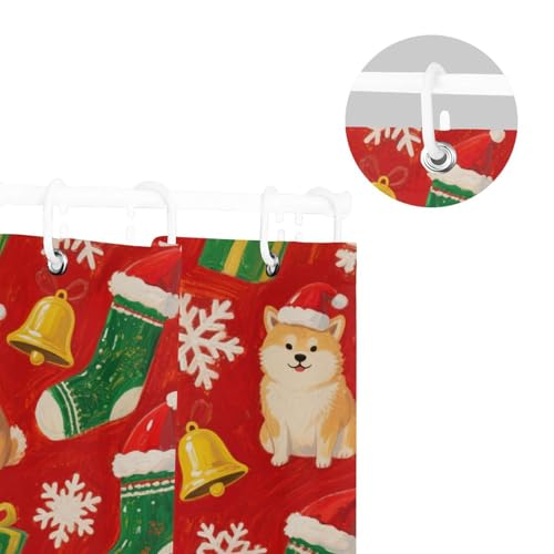 Rideau de douche Shiba Inu marron imperméable en polyester lavable 168x183 cm