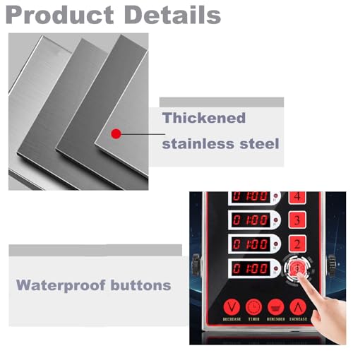 Temporizador digital para cocina, reloj de cuenta regresiva de 6 canales con volumen fuerte, cronómetro multietapa, recordatorios de agitación, acero inoxidable, diseño compacto
