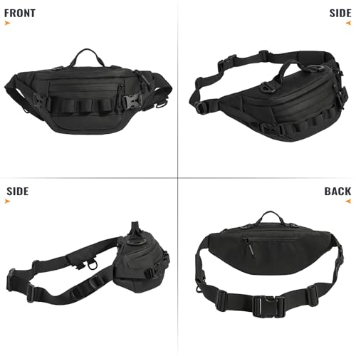 Huntvp Pochete militar tática na cintura, Preto, Bolsa de cintura tática
