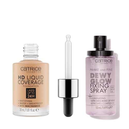 Catrice | HD Foundation 42 & Prime & Fine Dewy Glow Spray Bundle | Full Coverage Makeup | Vegan & Cruelty Free image 5