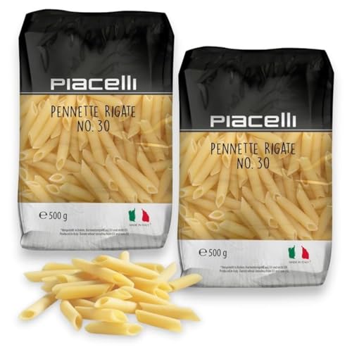 Piacelli Penne Rigate Pasta. 30 - Protein Pasta Made from Fine Durum Wheat Semolina for Rich Flavor - Enjoy Organic Noodles in Your Favorite Recipes - Healthy Noodles Ideal for Quick, Wholesome Meals - 2pk