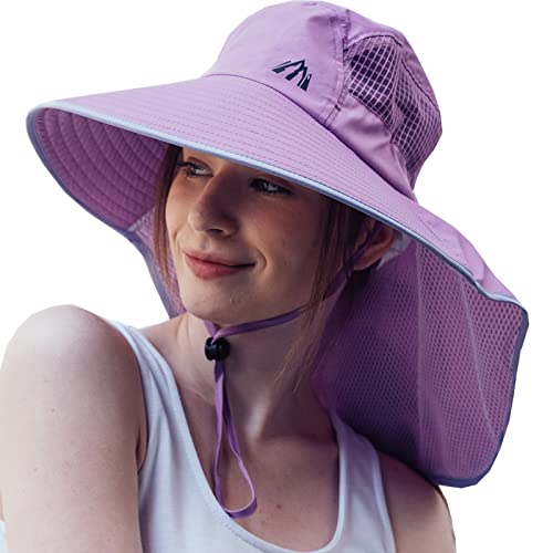 Womens UV Sun Protection Hat Foldable Women Neck Flap Wide ...