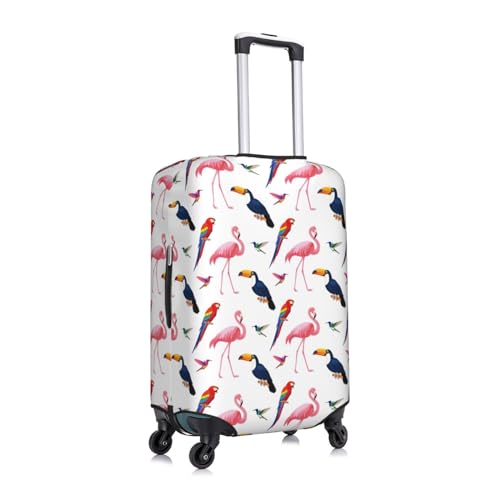 Cute Parrot Flamingo Toucan Bird Luggage Cover Protector Anti-Scratch Washable Fits 18-32 Inch Luggage-Small3