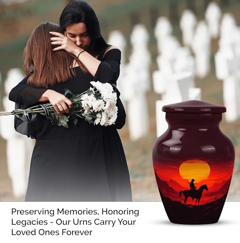 Image of Cowboy Urn - Small Urn for Human Ashes Keepsake - Urn for Ashes Adult Male - Urn for Ashes for Women - Funeral Urns for Adult Ashes Women - Size 3 Inch, Pack of 2