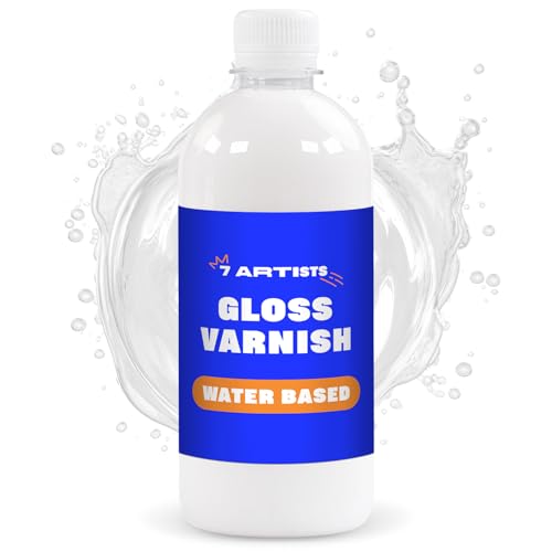 7 Artists Acryl Klarlack Glänzend 500 ml – Acryl Versiegelung Firnis für Acrylfarben, Bemalte Holz, Steine, Ton | Glanzlack Wasserfest Finish, Schnelltrocknend, Farblos | Glossy Varnish