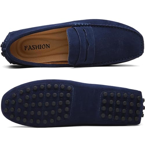 Image of PPXID Men's Dress Loafers Slip On Casual Shoes Lightweight Soft Penny Loafers Suede Driving Boat Shoes Moccasins