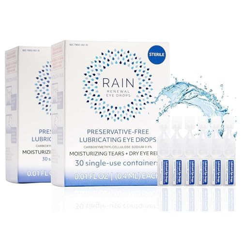 Rain Preservative Free Lubricating Eye Drops - Artificial Tears for Moderate to Severe Dry Eyes - Contact Lens Friendly Moisturizing Drops - Long Lasting Relief from Eye Discomfort - Pack of 2