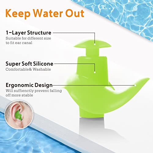 Image of Soft Silicone Waterproof Ear Plugs for Swimming | Reusable Swim Ear Protection for Adults & Kids | Comfortable Anti-Leak Design for Bathing, Diving, Surfing, Shower & Water Sports with Storage Case