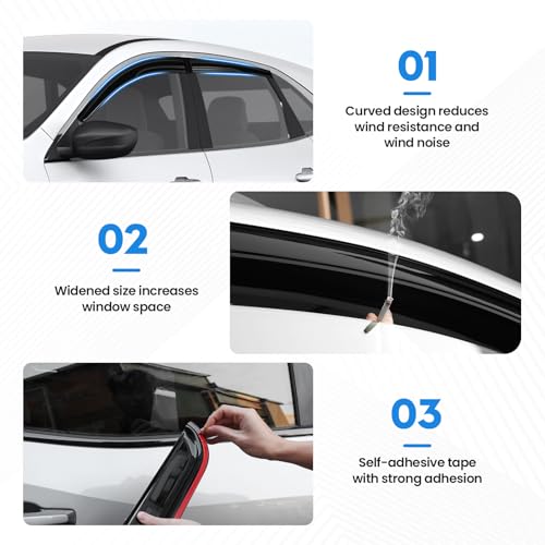 Image of Escape Rain Guards - Window Visors for Ford Escape 2020-2025 2026, Out-Channel Side Window Rain Guards for Escape Accessories, 4PCS, Black, Car Accessories