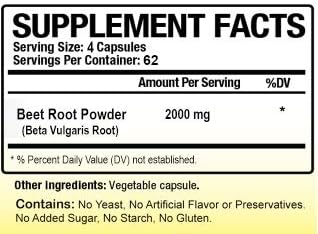 Miniatura 2 de Beet Root Beta Vulgaris 2000 mg cápsulas vegetales sin OMG sin gelatina hecha en Estados Unidos, remolacha, vulgar, 250 unidades