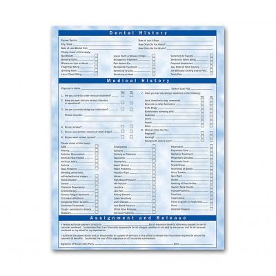 Two Sided Registration & History Form Bright Skies Design