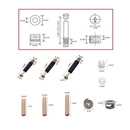 YUFANNET 300Pcs 3-in-1 Furniture Connecting Hardware Cam Lock Fasteners Kit,Cam Fitting & Wood Dowel Pins & Pre-Inserted Nut Cam Locks for Furniture Crib Cabinet Drawer Wardrobe Splicing
