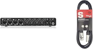 Behringer U-PHORIA UMC404HD Audiophile 4X4 24-Bit/192 KHz USB Audio/MIDI Interface with Midas Mic Preamplifiers Black & Stagg 3m XLR to XLR Plug Microphone Cable