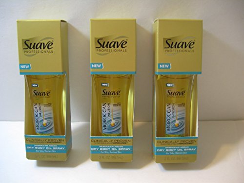 3 Pack Suave Professionals Dry Body Oil Spray, Moroccan Infusion, 3 Ounce
