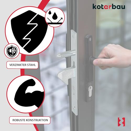 KOTARBAU® Hakenschloss Schiebetore Einsteckschloss F-60 Führungsdorn Hakenfallenschloss Verzinkt Korrosionsbeständig Schließblech Eingangstor Schiebetürschloss
