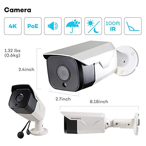 ONWOTE 16 Channel System 5MP HD Audio PoE Security Camera, 16CH 5MP H.265 NVR 4TB Hard Drive 16 Outdoor 5 Megapixels 1944P HD IP Ethernet Security Cameras, 100ft Night, Remote Monitoring System - Image 4