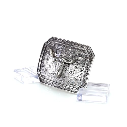 Hebilla Ariat rectangular hombre de cuerno largo para cinturón vaquero de cuero 4