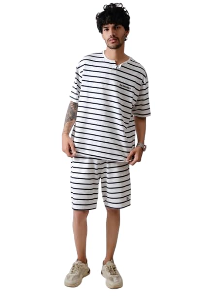 Co-ord White Blaze Oversized Set Majestic Classic Set Nightwear T-Shirt & Shorts Casual Wear | Night Outfits,-image-16