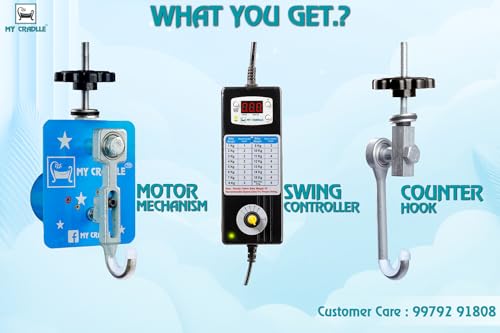 Image of My Cradle Electric Cradle Motor Digital Timer 15 min to 9.45 hrs. First Time in India Time and Speed Adjustable Kit 20kg Load, for New Born Baby-Blue Square (Only Automation Kit)(Cradle not Included)